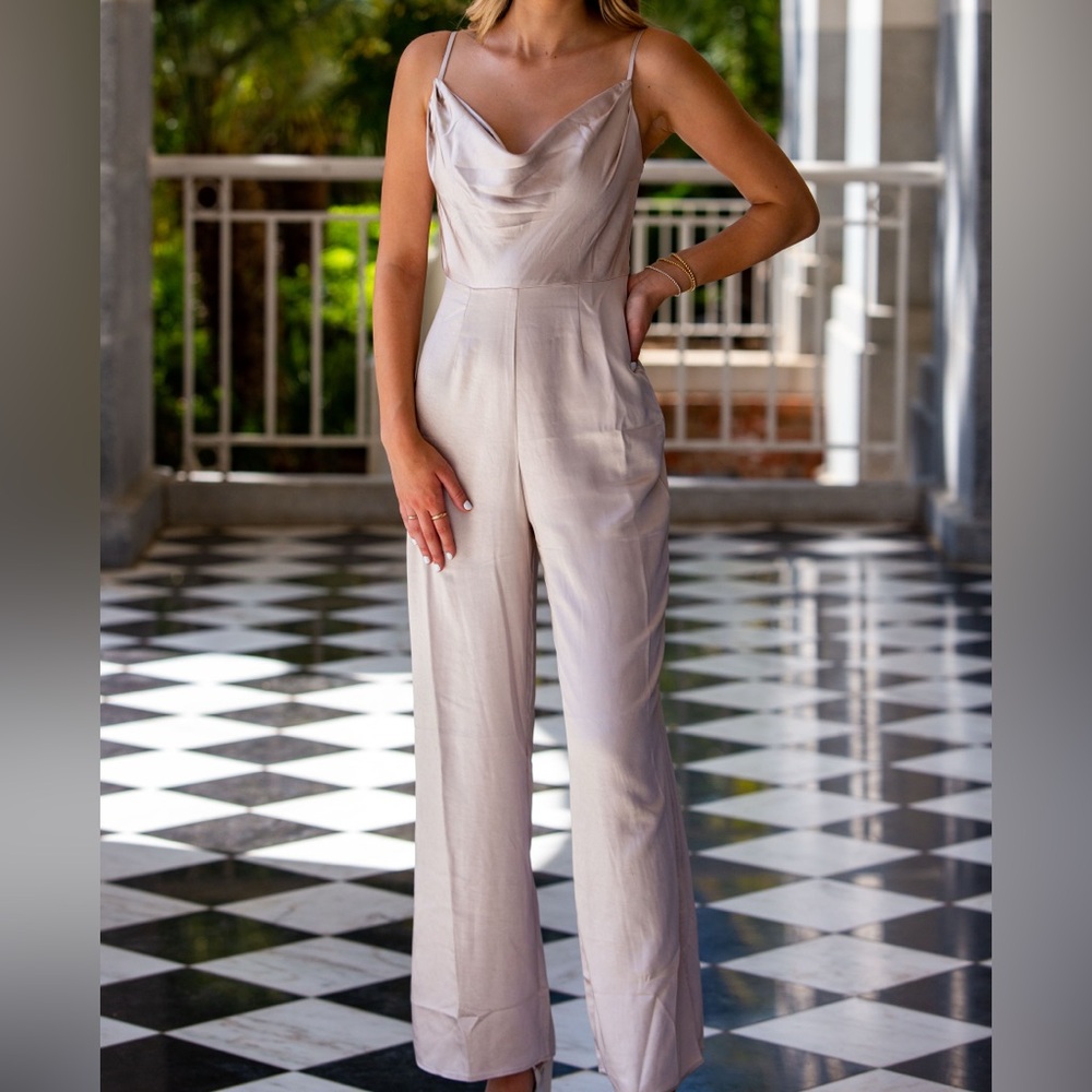 Jumpsuit- light pink, satin